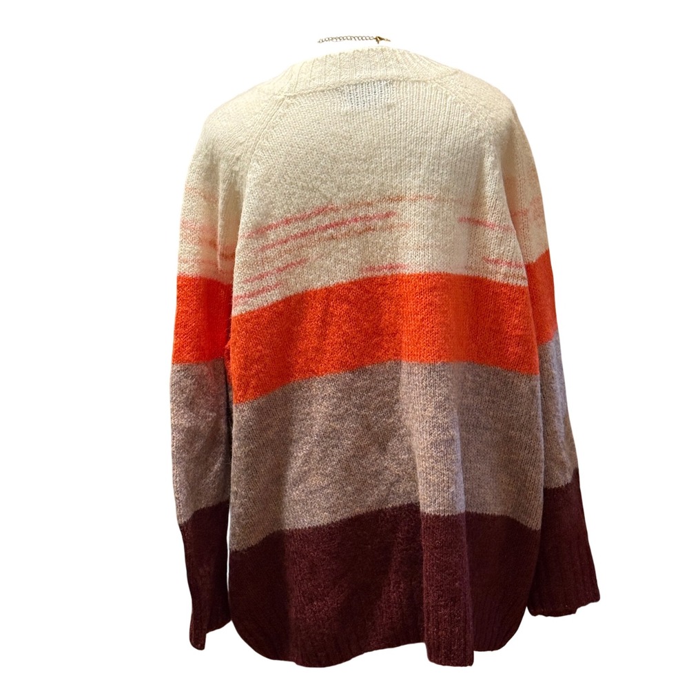 Old Navy Striped Multicolor Sweater 3X Cozy Knit Long Sleeve Crew Neck - Picture 2 of 4